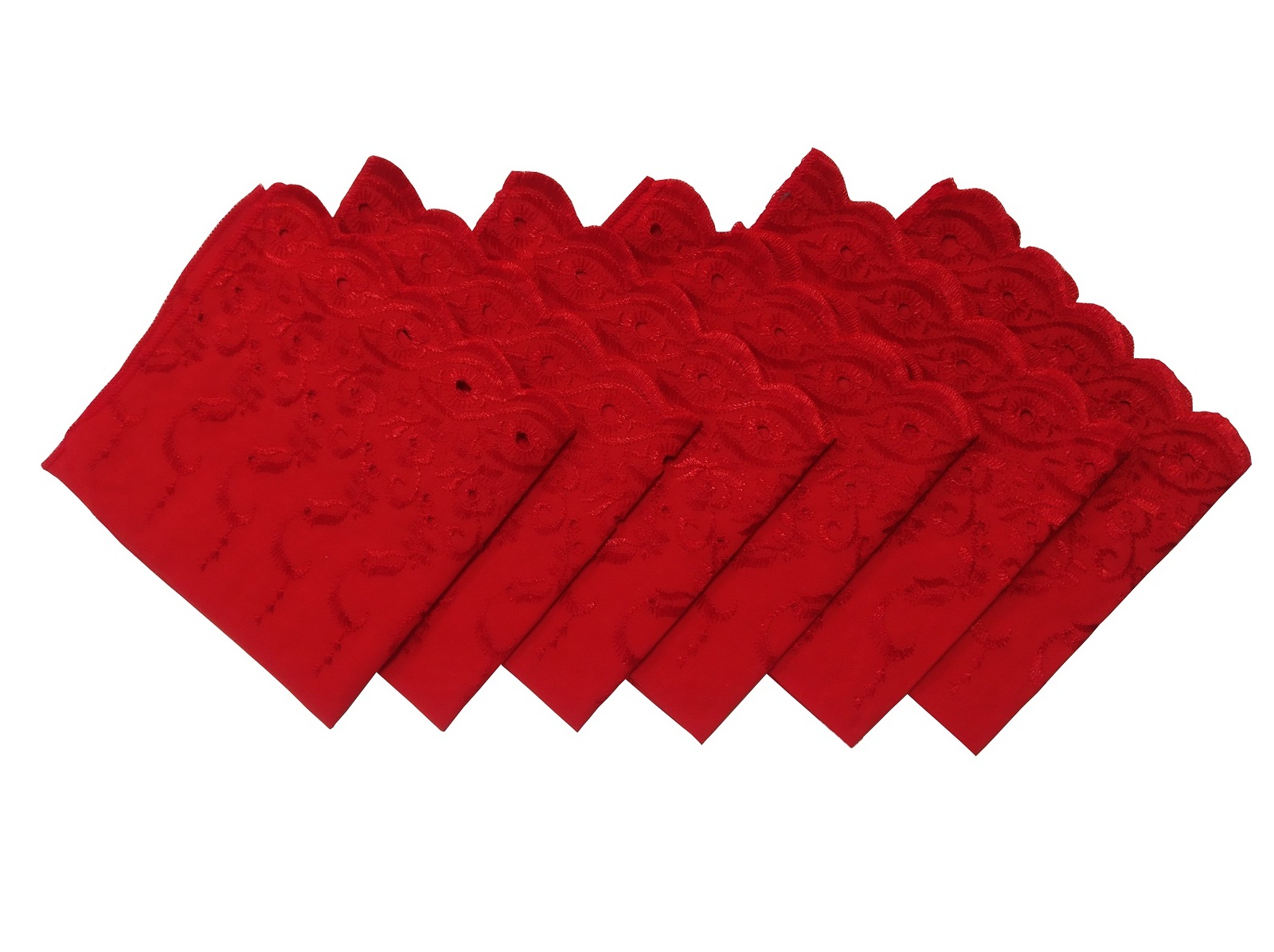 Cotton Chikan Design Red Handkerchiefs