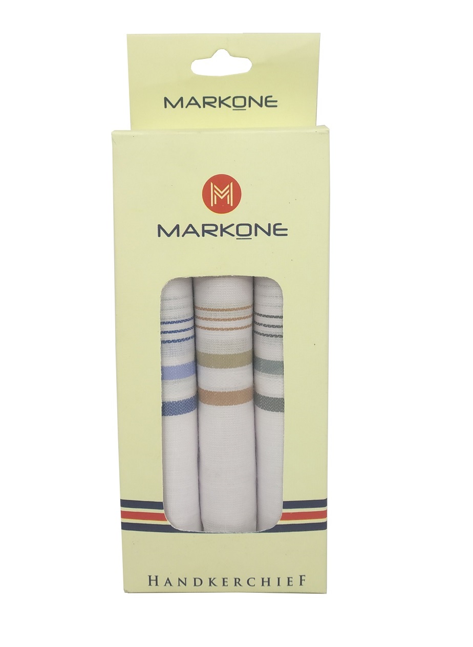 Cotton White Border Line Handkerchiefs
